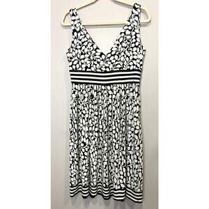 Maggie London Off White / Black Floral Sleeveless Sundress Classic Womens Sz 12